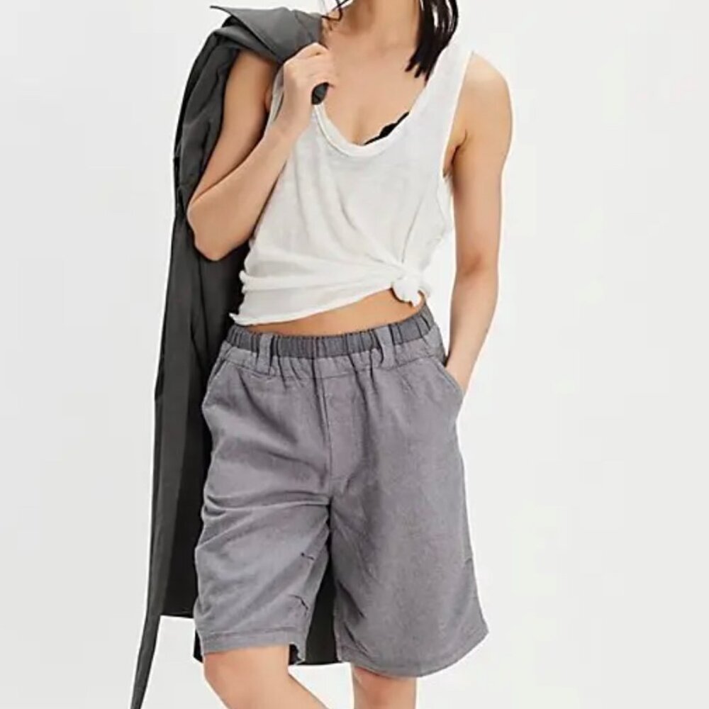 NWT Free People Blakely Trouser Shorts Grey Stripe Size Small $98